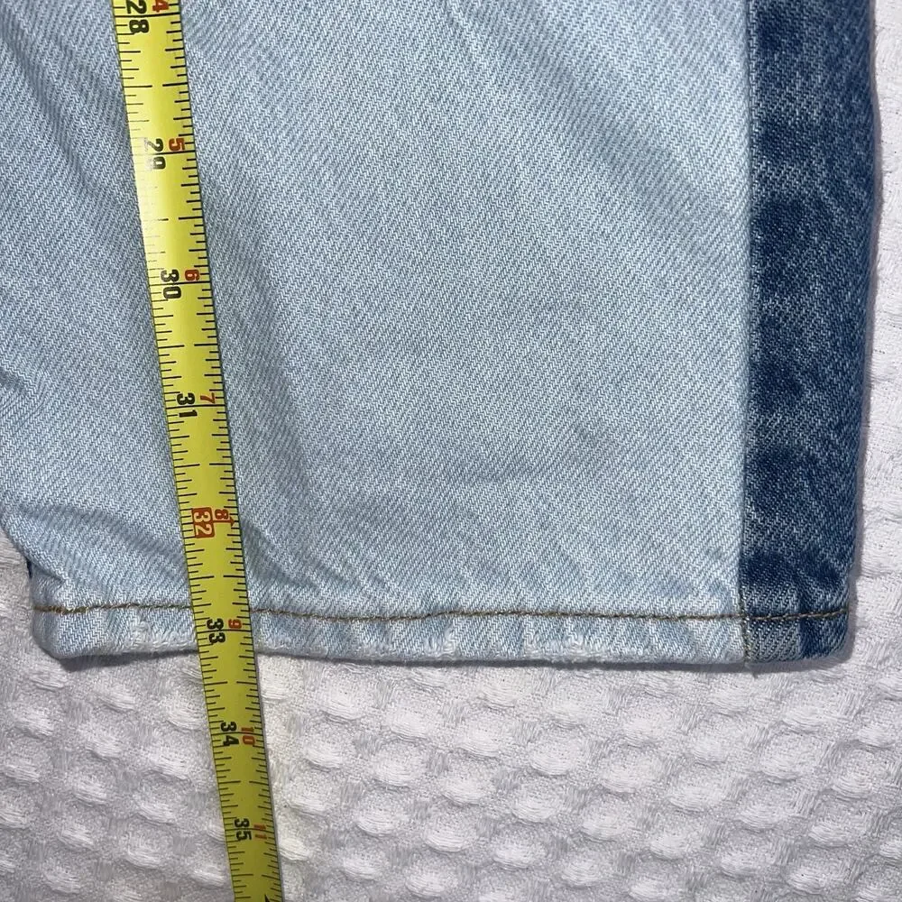 Pacsun Womens 25 Dad Jeans Two Tone Patchwork High Rise Straight Leg Blue